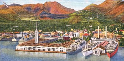 Postcard of the Aloha
                    Tower in Honolulu